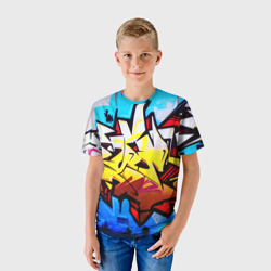 Детская футболка 3D Неоновые надписи - фото 2
