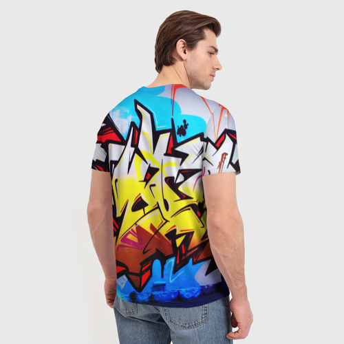 Мужская футболка 3D Неоновые надписи, цвет 3D печать - фото 4