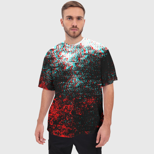 Мужская футболка oversize 3D Брызги красок glitch, цвет 3D печать - фото 3