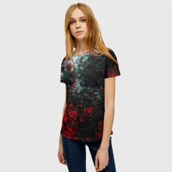 Женская футболка 3D Брызги красок glitch - фото 2