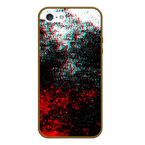 Чехол для iPhone 5/5S матовый Брызги красок glitch, цвет коричневый