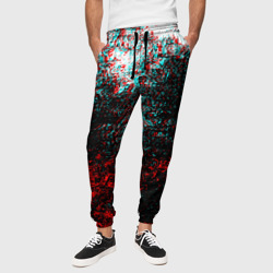 Брызги красок glitch – Мужские брюки 3D с принтом купить