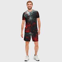 Мужской костюм с шортами 3D Брызги красок glitch - фото 2