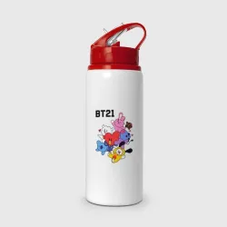 Бутылка для воды с трубочкой BT21 Mascots