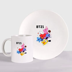 Набор: тарелка + кружка BT21 Mascots
