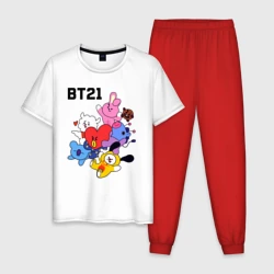 Мужская пижама с белой футболкой хлопок BT21 Mascots