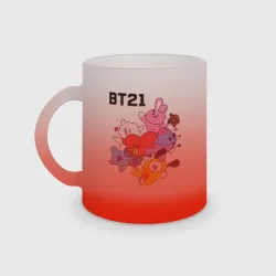 Кружка матовая стеклянная BT21 Mascots
