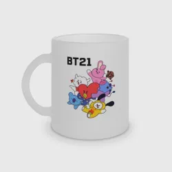 Кружка матовая стеклянная BT21 Mascots