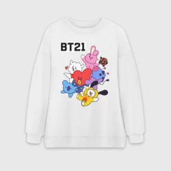 Женский свитшот oversize без начеса хлопок BT21 Mascots