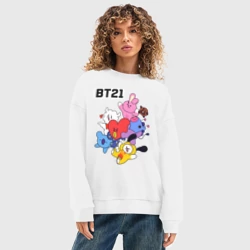 Женский свитшот oversize без начеса хлопок BT21 Mascots - фото 2