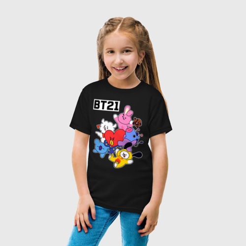 Детская футболка хлопок BT21 Mascots, цвет черный - фото 5
