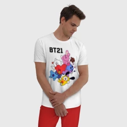 Мужская пижама с белой футболкой хлопок BT21 Mascots - фото 2