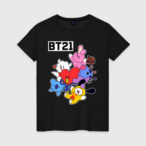 Женская футболка хлопок BT21 Mascots Фото 01 Женская футболка хлопок BT21 Mascots Фото 01