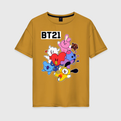 Женская футболка хлопок Oversize BT21 Mascots