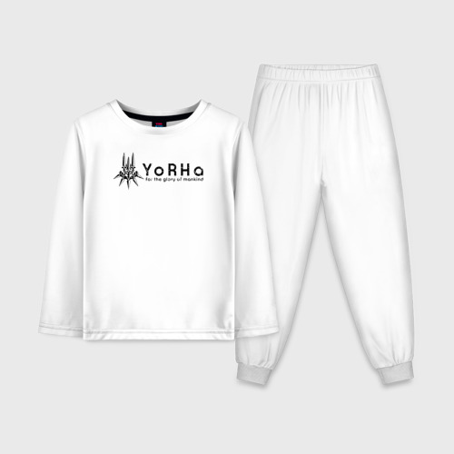 Детская пижама с лонгсливом хлопок YoRHa Logo, цвет белый