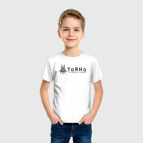 Детская футболка хлопок YoRHa Logo, цвет белый - фото 3