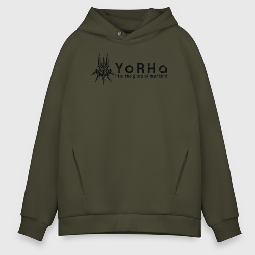 Мужское худи Oversize хлопок YoRHa Logo, цвет хаки