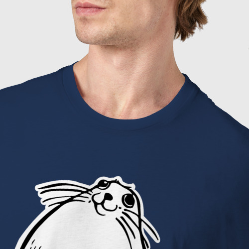 Мужская футболка хлопок Нерпа Нина с Байкалом, цвет темно-синий - фото 6