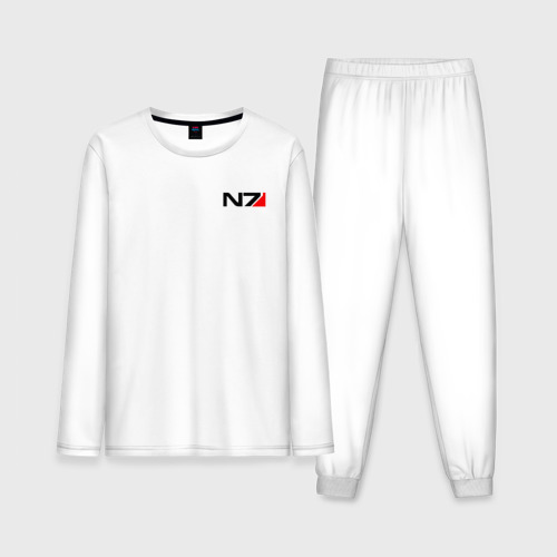 Мужская пижама из хлопка с лонгсливом с принтом Mass Effect N7 Масс эффект Н7, вид спереди №1