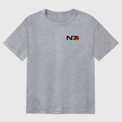 Женская футболка хлопок Oversize Mass Effect N7 Масс эффект Н7