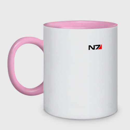 Кружка двухцветная Mass Effect N7 Масс эффект Н7, цвет белый + розовый