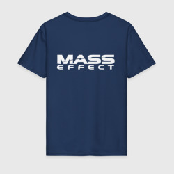 Футболка с принтом Лого Mass Effect N7 Масс эффект Н7 для мужчины, вид сзади №1. Цвет основы: темно-синий