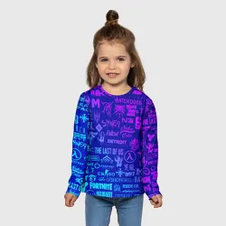 Детский лонгслив 3D Логотипы игр - фото 2