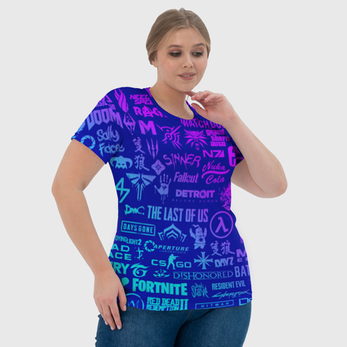 Женская футболка 3D Логотипы игр, цвет 3D печать - фото 6