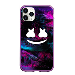 Чехол для iPhone 11 Pro Max матовый Marshmello neon