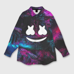 Мужская рубашка oversize 3D Marshmello neon