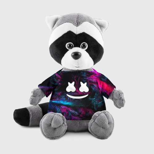 Енотик в футболке 3D Marshmello NEON Фото 01 Енотик в футболке 3D Marshmello NEON Фото 01