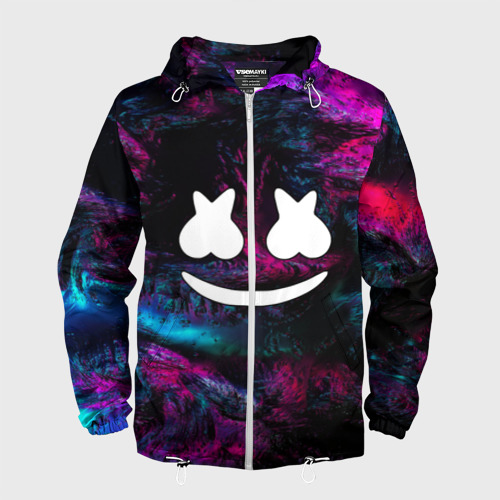 Мужская ветровка 3D Marshmello NEON Фото 01 Мужская ветровка 3D Marshmello NEON Фото 01