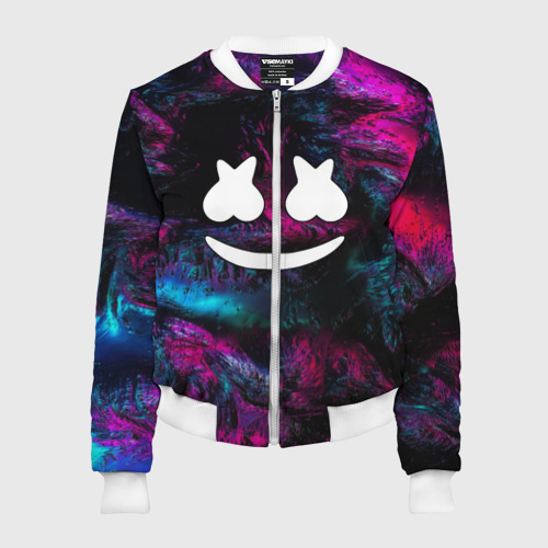 Женский бомбер 3D Marshmello NEON Фото 01 Женский бомбер 3D Marshmello NEON Фото 01
