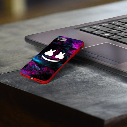 Чехол для Apple iPhone 8 силиконовый глянцевый Marshmello NEON Фото 01 Чехол для Apple iPhone 8 силиконовый глянцевый Marshmello NEON Фото 01