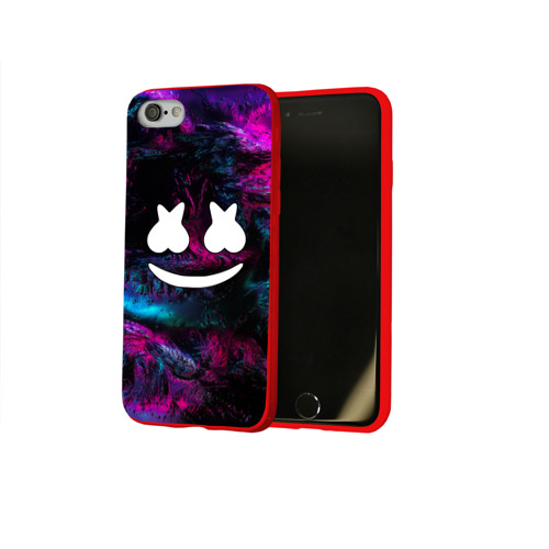Чехол для Apple iPhone 8 силиконовый глянцевый Marshmello NEON Фото 01 Чехол для Apple iPhone 8 силиконовый глянцевый Marshmello NEON Фото 01