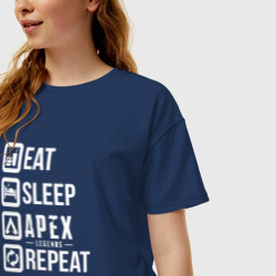 Женская футболка хлопок Oversize EAT - sleep - Apex - repeat - фото 2