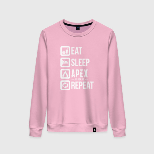 Женский свитшот хлопок EAT - sleep - Apex - repeat, цвет светло-розовый
