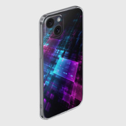 Чехол для iPhone 15 силиконовый с защитой камеры Неоновая абстракция - фото 2