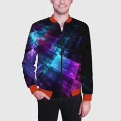 Мужской бомбер 3D Неоновая абстракция - фото 2