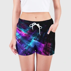 Женские шорты 3D Неоновая абстракция - фото 2