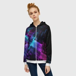 Женская толстовка 3D на молнии Неоновая абстракция - фото 2