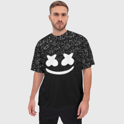 Мужская футболка oversize 3D Marshmello black - фото 2