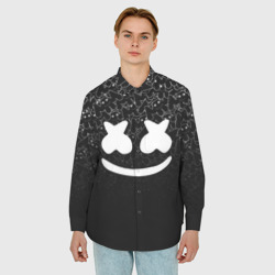 Мужская рубашка oversize 3D Marshmello black - фото 2