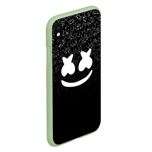 Чехол для iPhone XS Max матовый Marshmello black, цвет салатовый - фото 3