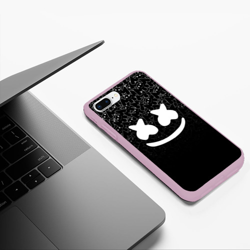 Чехол для iPhone 7Plus/8 Plus матовый Marshmello black, цвет розовый - фото 5