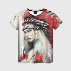 Женская футболка 3D Индейская девушка