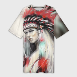 Платье-футболка 3D Индейская девушка