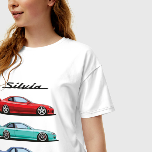 Женская футболка хлопок Oversize Silvia Family, цвет белый - фото 3