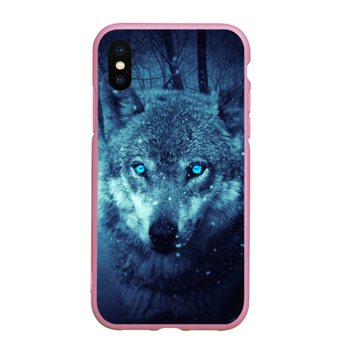 Чехол для iPhone XS Max матовый Волк, цвет розовый