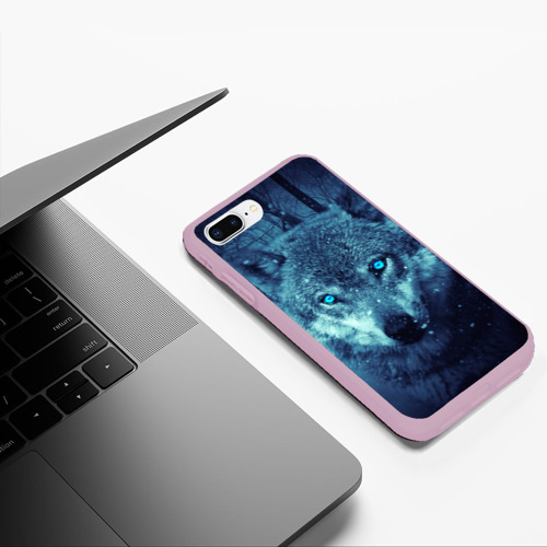 Чехол для iPhone 7Plus/8 Plus матовый Волк, цвет розовый - фото 5